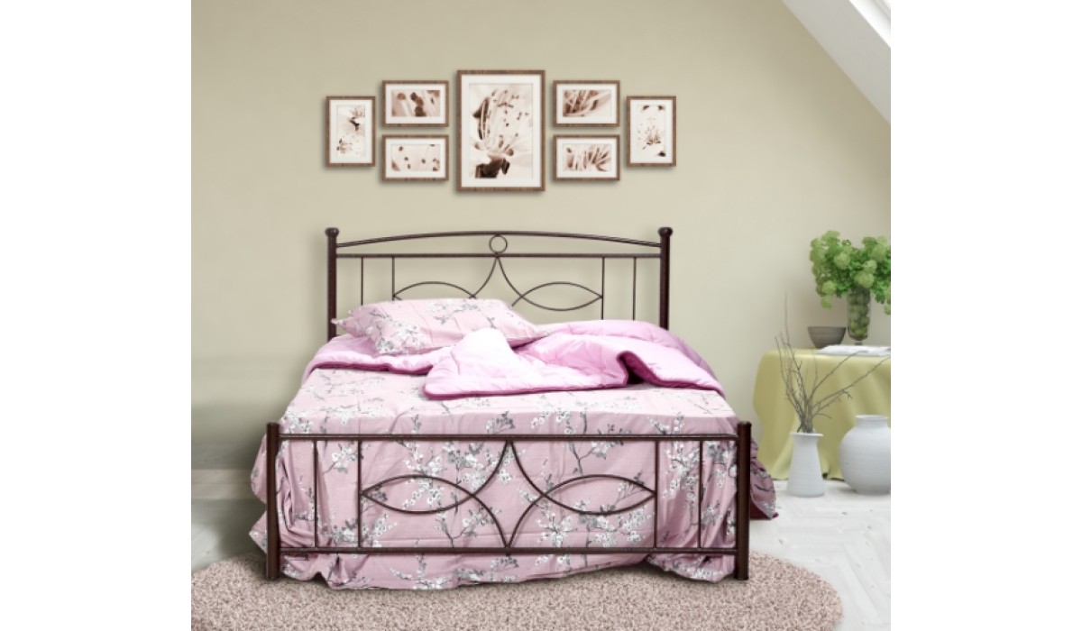 Κρεβάτι "ΡΟΜΒΟΣ" διπλό μεταλλικό σε χρώμα σκουριά 150x200 | Mycollection.gr