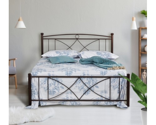 Κρεβάτι "ΡΟΜΒΟΣ NEW" ημίδιπλο μεταλλικό σε χρώμα σκουριά 110x190