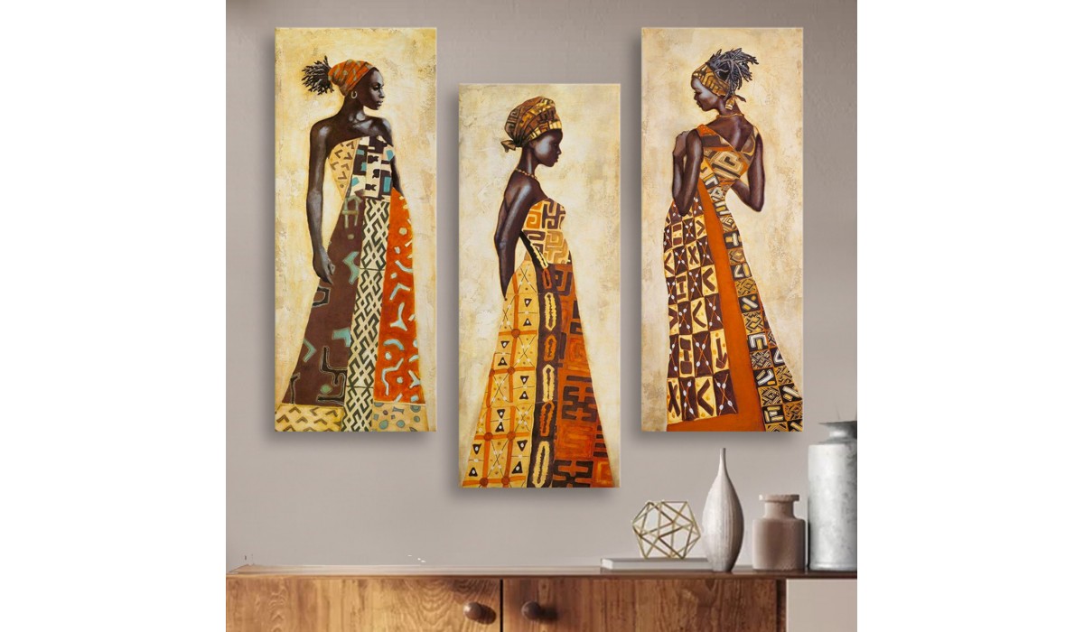 ΠΙΝΑΚΑΣ ΤΡΙΠΤΥΧΟ MDF AFRICAN STYLE WOMEN HM7204.03 60X0,3X50 εκ. | Mycollection.gr