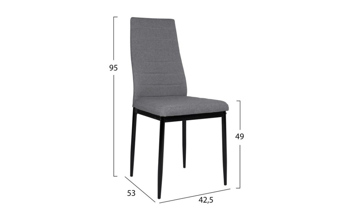 Σετ 5Τμχ Τραπέζι Μαύρο Με Γυαλί & Καρέκλες Lady Γκρι Χρώμα Hm11076 | Mycollection.gr