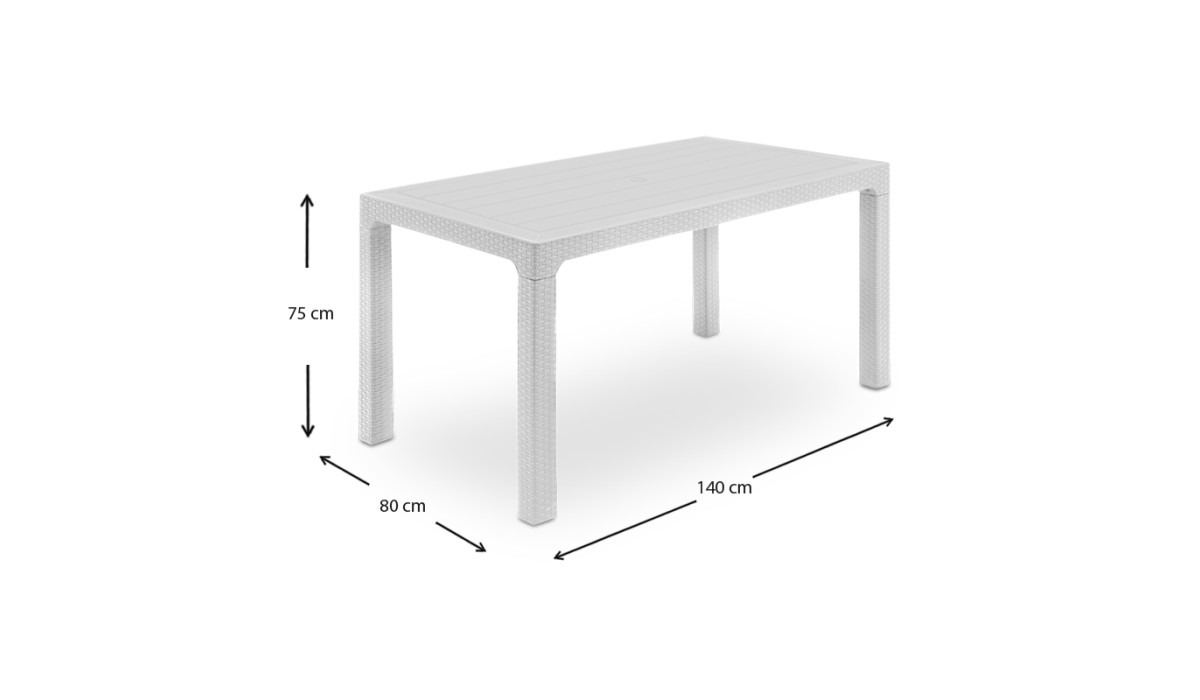 Τραπέζι κήπου Arizona από PP χρώμα λευκό 140x80x75εκ. | Mycollection.gr