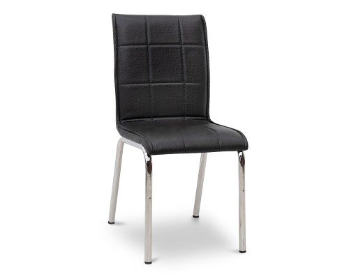 Καρέκλα τραπεζαρίας Pitt Pu/μέταλλο χρώμα μαύρο 39x51x88εκ.