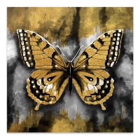 Πίνακας σε καμβά "Golden Butterfly" ψηφιακής εκτύπωσης 60x60x3εκ.