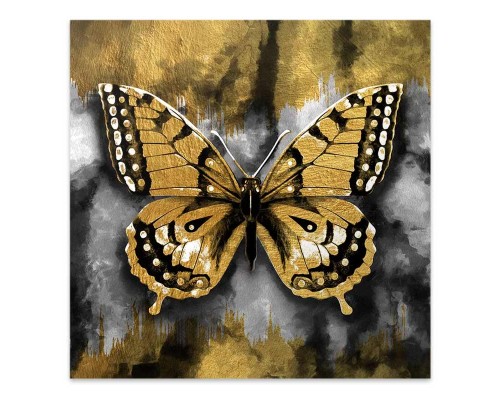 Πίνακας σε καμβά "Golden Butterfly" ψηφιακής εκτύπωσης 60x60x3εκ.