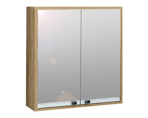 Καθρέπτης μπάνιου με ντουλάπι Bade από μελαμίνη χρώμα φυσικό 60x15x60εκ.