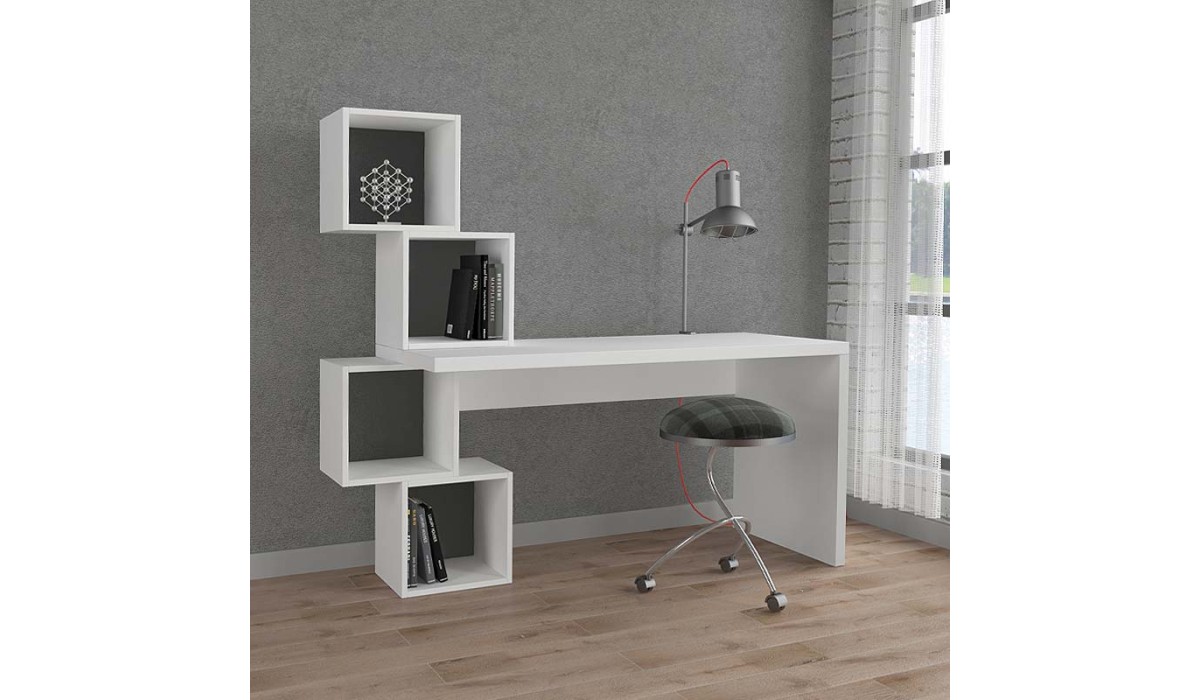 Γραφείο εργασίας Balance από μελαμίνη χρώμα λευκό 153,5x60x143εκ | Mycollection.gr