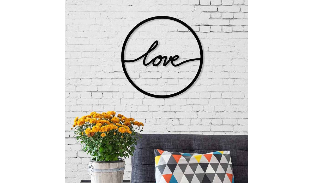 Διακοσμητικό τοίχου Love μεταλλικό χρώμα μαύρο 45x2x45εκ. | Mycollection.gr