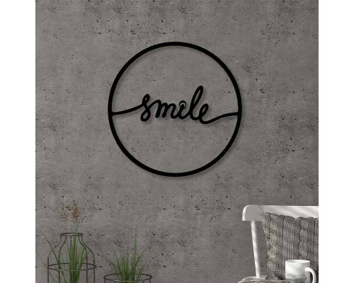 Διακοσμητικό τοίχου Smile μεταλλικό χρώμα μαύρο 45x2x45εκ.