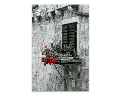 Πίνακας σε καμβά "Window with Flowers" ψηφιακής εκτύπωσης 50x75x3εκ.