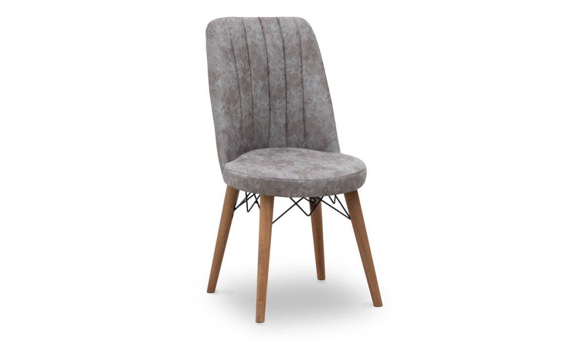 Καρέκλα τραπεζαρίας Alegra υφασμάτινη χρώμα γκρι - καρυδί πόδι 46x44x91εκ. | Mycollection.gr