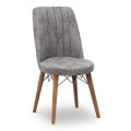 Καρέκλα τραπεζαρίας Alegra υφασμάτινη χρώμα γκρι - καρυδί πόδι 46x44x91εκ. | Mycollection.gr