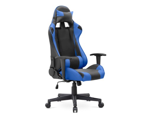 Καρέκλα γραφείου Gaming Alonso από τεχνόδερμα χρώμα μπλε - μαύρο 67x70x125/135 εκ.