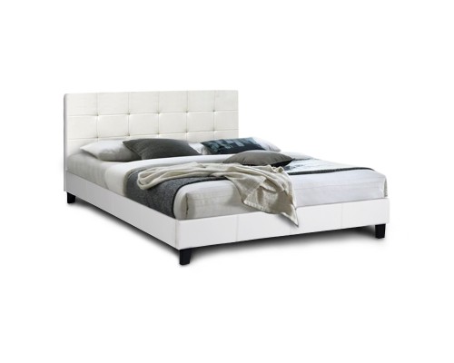 Κρεβάτι Sissy από τεχνόδερμα χρώμα λευκό 160x200εκ.
