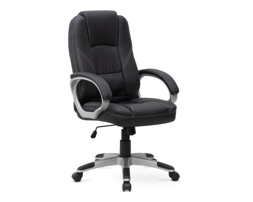 Καρέκλα γραφείου διευθυντική Robie από τεχνόδερμα χρώμα μαύρο 64x62x108/118εκ.