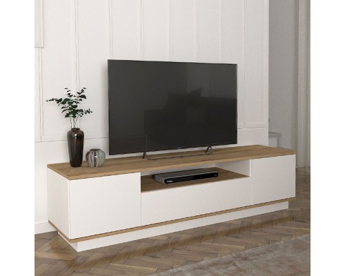 Έπιπλο τηλεόρασης Fedya από μελαμίνη χρώμα λευκό - sapphire oak 180x45x44,6εκ.