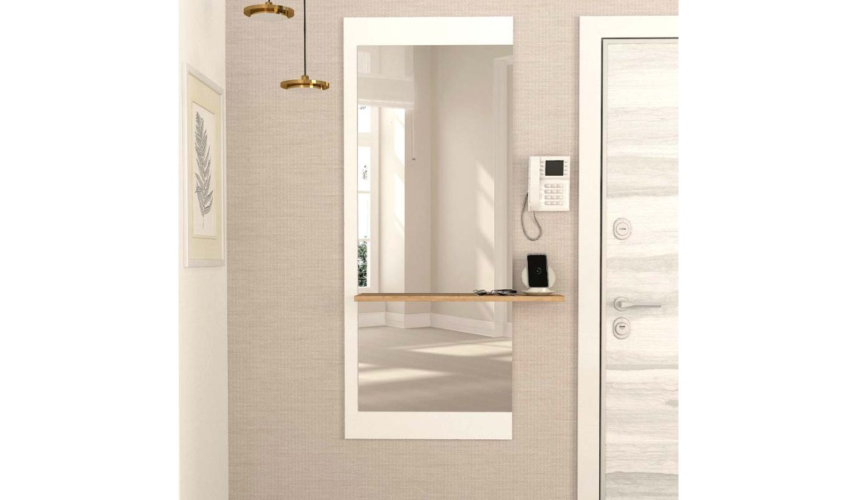 Καθρέπτης τοίχου Piyar Μegapap από μελαμίνη χρώμα λευκό 60x14,6x150εκ. | Mycollection.gr