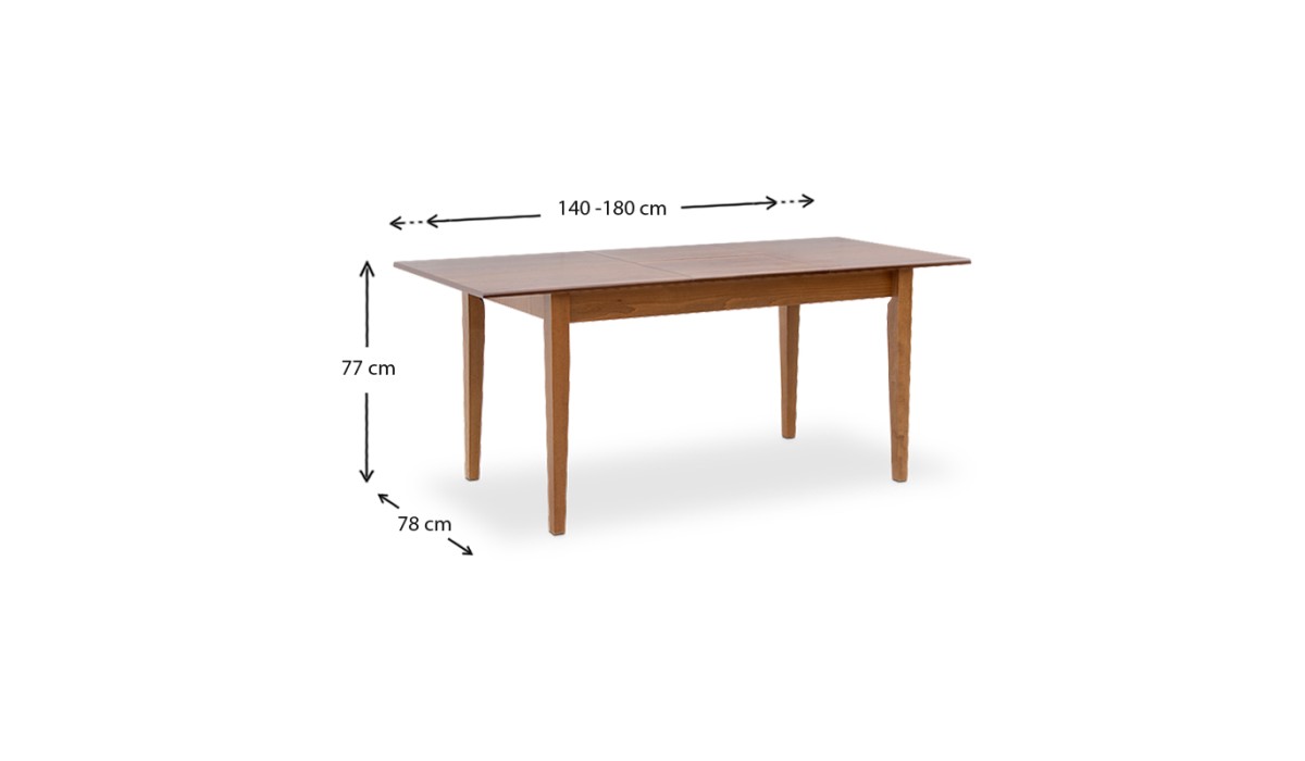 Σετ τραπεζαρίας Adare-Francis 5 τμχ μασίφ ξύλο-MDF με επεκτεινόμενο τραπέζι 140/180x78x77εκ. | Mycollection.gr