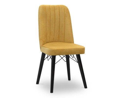 Καρέκλα τραπεζαρίας Carla από βελούδο χρώμα μουσταρδί - μαύρο πόδι 45x46x90εκ.