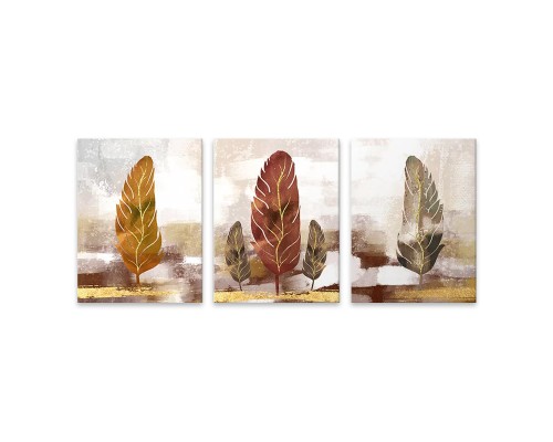 Πίνακας σε καμβά "Autumn Leaves" τρίπτυχος ψηφιακής εκτύπωσης 126x55x3εκ.