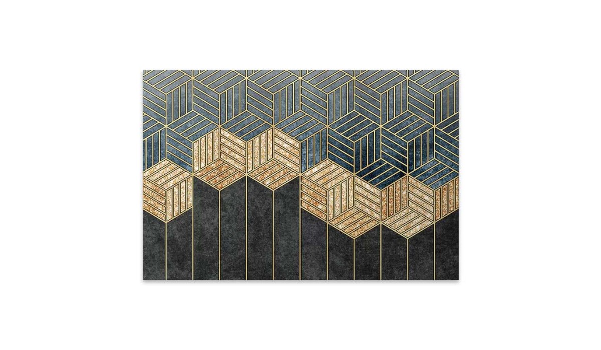 Πίνακας σε καμβά "Golden Cubes" ψηφιακής εκτύπωσης 100x70x3εκ. | Mycollection.gr