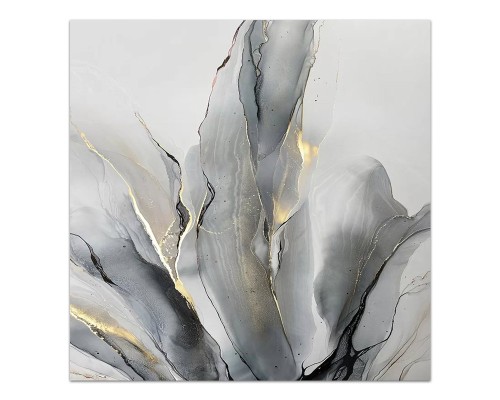 Πίνακας σε καμβά "Abstract Grey Leaves" ψηφιακής εκτύπωσης 100x100x3εκ.