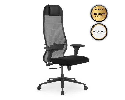 Καρέκλα γραφείου B1-111D εργονομική με διπλό ύφασμα Mesh χρώμα μαύρο 65x70x118/132εκ.