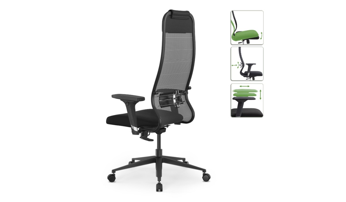 Καρέκλα γραφείου B1-111D εργονομική με διπλό ύφασμα Mesh χρώμα μαύρο 65x70x118/132εκ. | Mycollection.gr