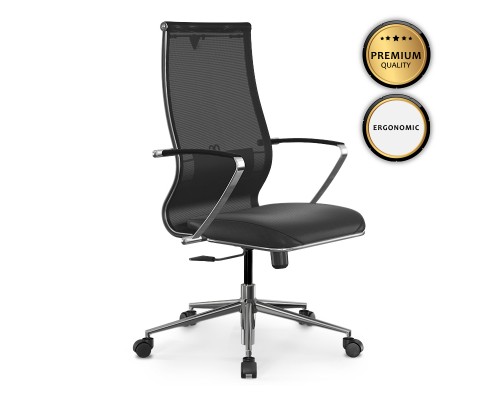 Καρέκλα γραφείου B2-163K εργονομική με ύφασμα Mesh και τεχνόδερμα χρώμα μαύρο 58x70x103/117εκ.