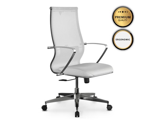 Καρέκλα γραφείου B2-163K εργονομική με ύφασμα Mesh και τεχνόδερμα χρώμα λευκό 58x70x103/117εκ.