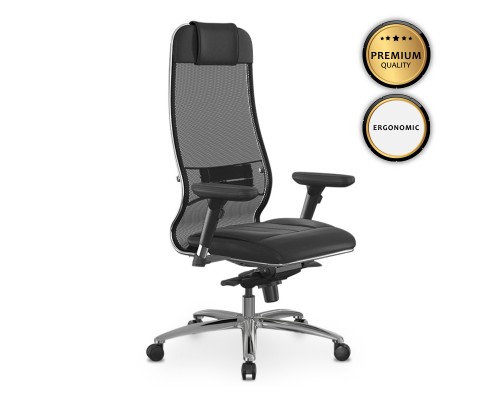 Καρέκλα γραφείου Samurai L1-2D εργονομική με ύφασμα TS Mesh και τεχνόδερμα χρώμα μαύρο 69x70x122/130εκ.