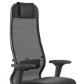 Καρέκλα γραφείου Synchrosit-10 εργονομική με διπλό ύφασμα Mesh και τεχνόδερμα χρώμα μαύρο 65x70x121/134εκ. | Mycollection.gr