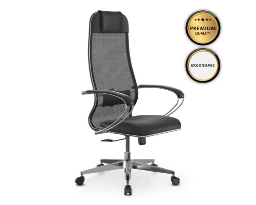 Καρέκλα γραφείου Sit-1031672 εργονομική με διπλό ύφασμα Mesh και τεχνόδερμα χρώμα μαύρο 66x70x118/131εκ.