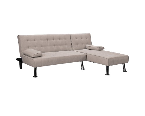Γωνιακός Καναπές-Κρεβάτι Αριστερή Γωνία Brisk Καφέ-Γκρι Ύφασμα 200X146X75Εκ