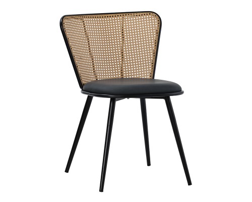 Καρέκλα Daniele Φυσικό Pe Rattan-Ανθρακί Pu-Μαύρο Μέταλλο 46.5X57.5X77.5Εκ