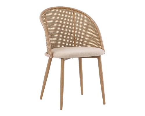 Καρέκλα Riccardo Φυσικό Pe Rattan-Μπεζ Ύφασμα-Φυσικό Μέταλλο 56X52X82Εκ