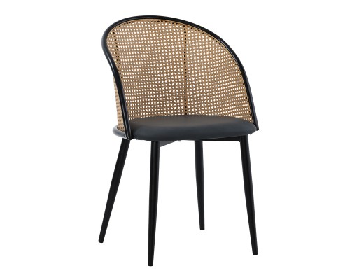 Καρέκλα Riccardo Φυσικό Pe Rattan-Ανθρακί Pu-Μαύρο Μέταλλο 56X52X82Εκ