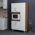 Ντουλάπα Κουζίνας Defne Χρώμα Λευκό-Καρυδί  89X37.5X160Εκ | Mycollection.gr
