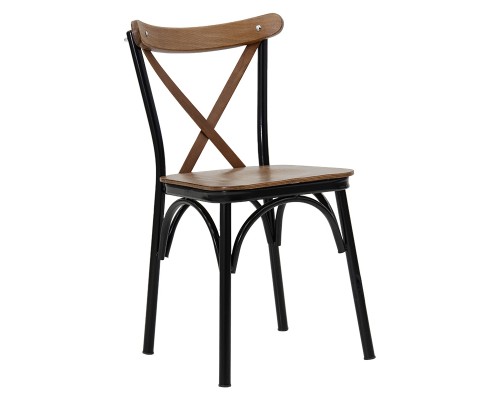 Καρέκλα Alora Ξύλο Καρυδί-Μαύρο Πόδι