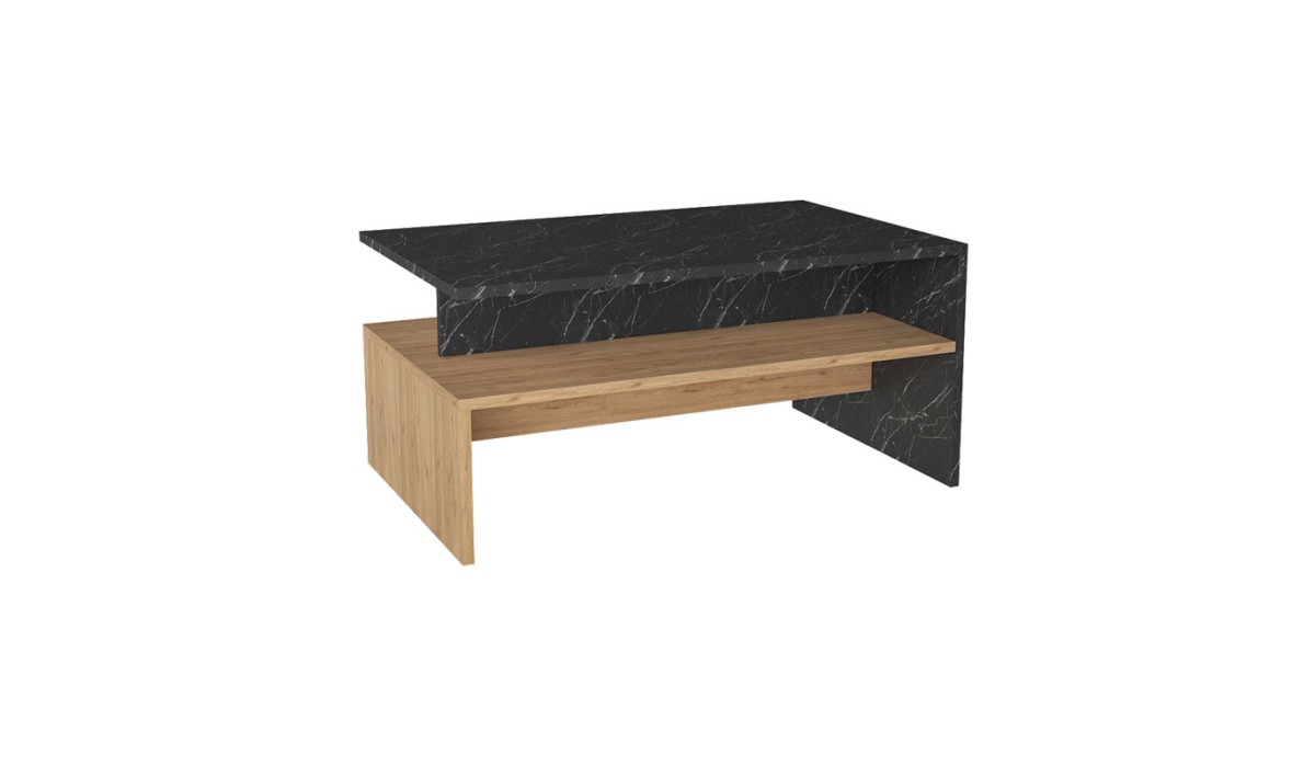 Τραπέζι Σαλονιού Rihardo Μελαμίνης Oak-Μαύρο 90X56X42Εκ | Mycollection.gr