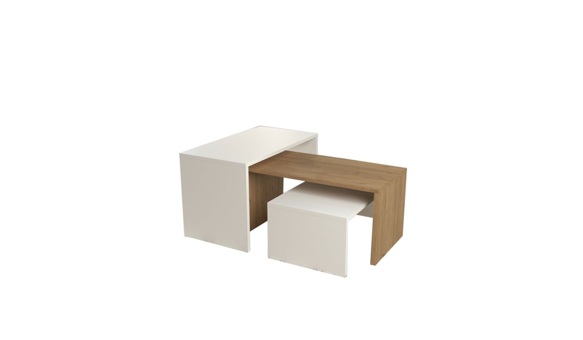 Τραπέζι Σαλονιού Alteo Μελαμίνης Oak-Λευκό 65X45X35Εκ | Mycollection.gr