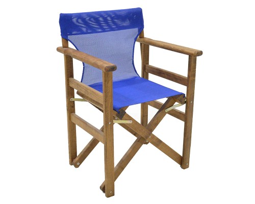 Καρέκλα-Πολυθρόνα Σκηνοθέτη Retto Μασίφ Ξύλο Οξιάς Καρυδί-Πανί Μπλε