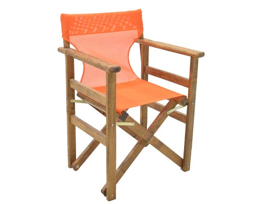 Καρέκλα-Πολυθρόνα Σκηνοθέτη Retto Μασίφ Ξύλο Οξιάς Καρυδί-Πανί Πορτοκαλί