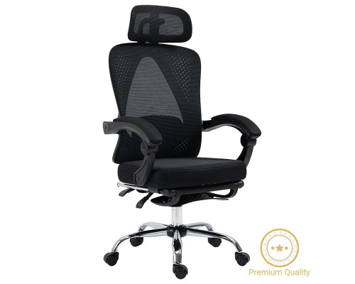 Καρέκλα Γραφείου Διευθυντή Με Υποπόδιο Titan Premium Quality Ύφασμα-Mesh Χρώμα Μαύρο