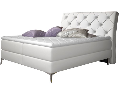 Επενδυμένο Κρεβάτι Ethel Με Στρώμα Και Ανώστρωμα-180 X 200-Leuko από Μοριοσανίδα  185 x  215  x  118 εκ.