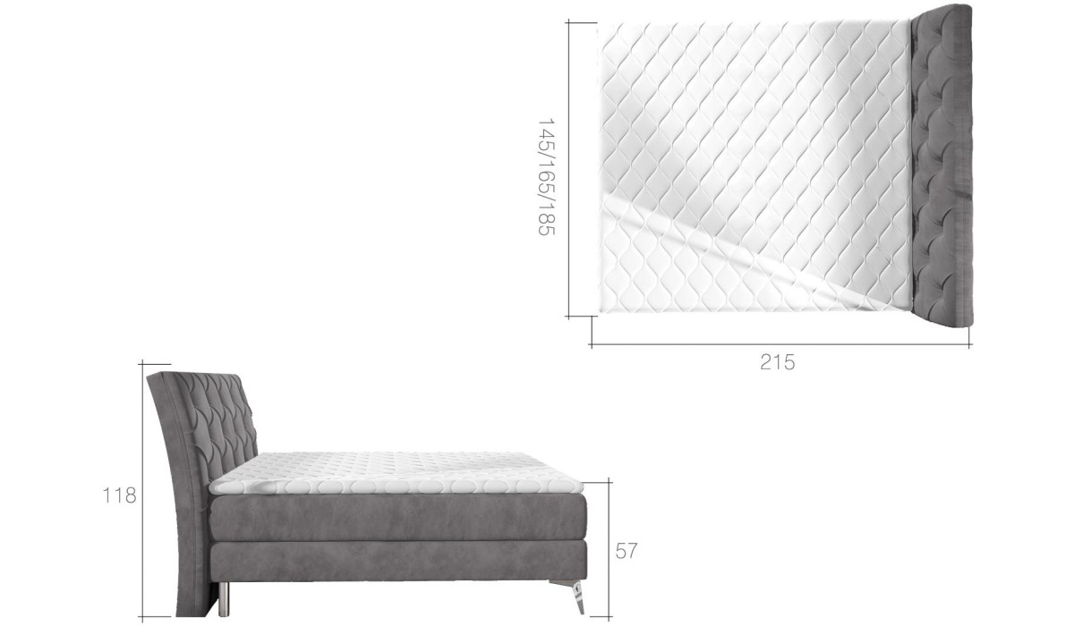 Επενδυμένο Κρεβάτι Ethel Με Στρώμα Και Ανώστρωμα-180 X 200-Krem από Μοριοσανίδα  185 x  215  x  118 εκ. | Mycollection.gr