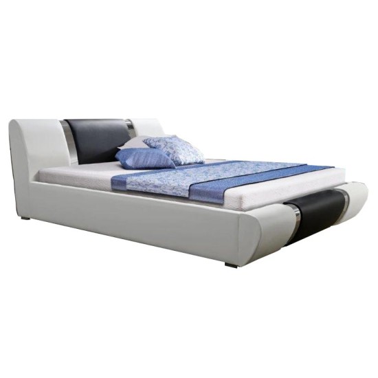 Επενδυμένο Κρεβάτι Athena-180 X 200-Λευκό - Μαύρο από Ανοξείδωτο ατσάλι,Μοριοσανίδα  195 x  235  x  83 εκ.
