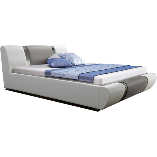 Επενδυμένο Κρεβάτι Athena-180 X 200-Λευκό - Γκρι από Ανοξείδωτο ατσάλι,Μοριοσανίδα  195 x  235  x  83 εκ.