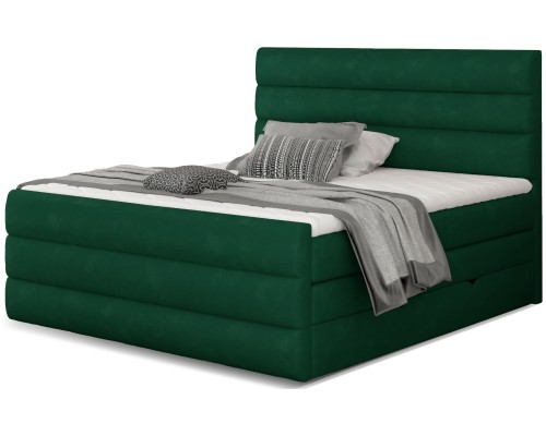 Επενδυμένο Κρεβάτι Caribou-Prasino-180 X 200 από Ύφασμα,Μοριοσανίδα  180 x  200  x  113 εκ.