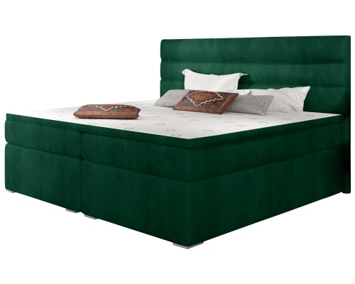 Επενδυμένο Κρεβάτι Victoria Με Στρώμα Και Ανώστρωμα-180 X 200-Prasino 182 x  207  x  122 εκ.