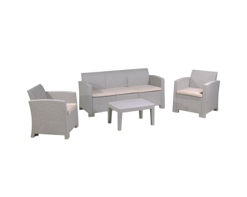 Savanna Set Σαλόνι Κήπου Βεράντας  K/D, Pp-Uv Sand Grey Μαξιλάρια Μπεζ Table+Sofa 3Seater+2 Armchairs